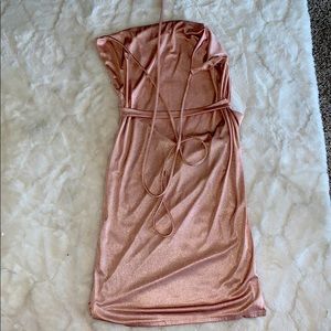 Sexy silk pink mini dress